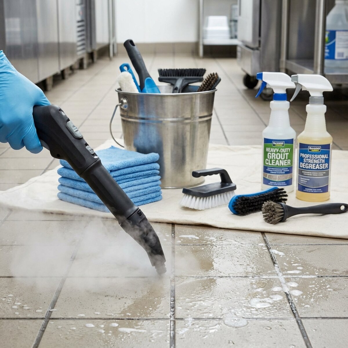 Professional deep cleaning supplies and equipment for vacation rentals